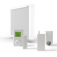 ELKATHERM Electric panel storage heater PL300, PLD300, Digital radio thermostat 712, Surface mount receiver 714, Open window detection 710K or 710G, ErP-Ready